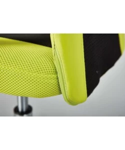 Poltroncina ufficio verde con braccioli e ruote, 55x54,5x85-95 cm